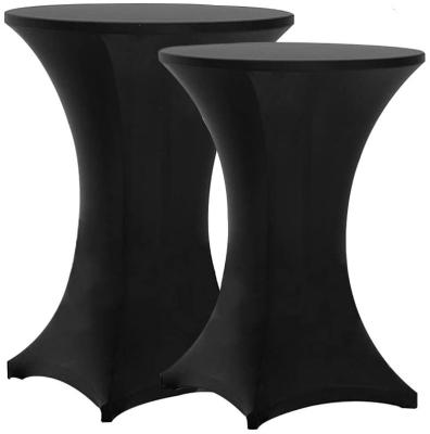 China Hot Sale Disposable Black Spandex Bar Table Cover Round Stretch Table Cloth For Wedding Cocktail Table for sale