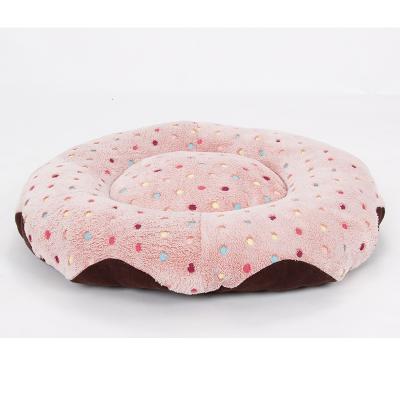 China Eco-friendly Round Plush Dog Stuffed Dog Bed Super Soft Comfortable Donut Modern Luxury Modern Short Bed for sale