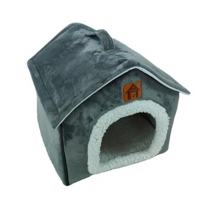 China Sustainable Winter Plush Kennel Warm Bed With Handle Portable House Kennel Large Pet Kennel for sale