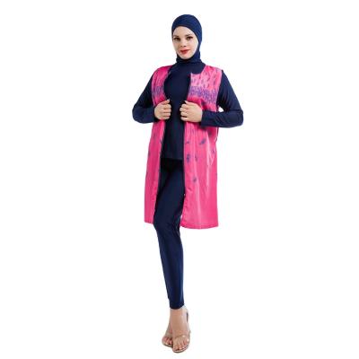 China 4pcs Dark Blue Anti-UV Islamic Swimwear Full Covered Muslim Swimwear Burkini For Woman for sale