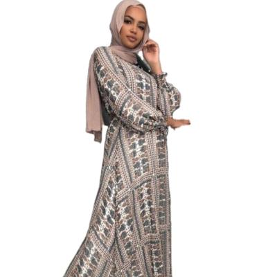 China 100% Polyester Motive Force Dress Islamic Summer Sheath Long Print Muslim Dress Arabic Dubai Muslim Dress for sale