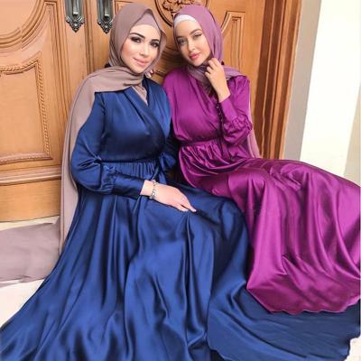 China 100% Polyester PATTERN FORCE Abaya Dubai Islamic Clothing Dress 2021 Loose Flower Print Long Sleeves Long Dress Muslims for sale