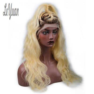 China Leyuan Silky Straight Body Wave Full Lace Front Wig 8A Grade Brazilian Blonde Hair for sale