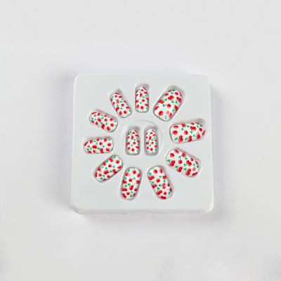 China NEW French Nail Salon Professional False Nails Press On Girl Style Fake Nails With Cherry Sharp Pattern for sale