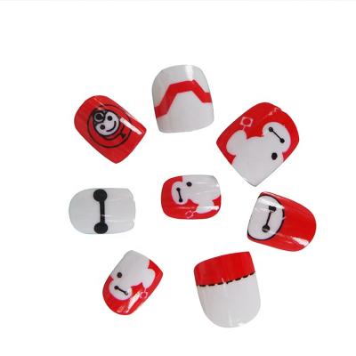 China French Professional Stick On Products Press On Nails For Sale Movie Animation Series Red And White 24pcs Characters for sale