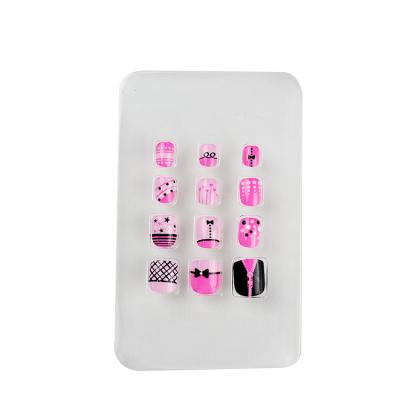 China French False Nails Pink With Black Box Nail Art Package Abs Box For Custom False Nails With Brand Logo Custom for sale