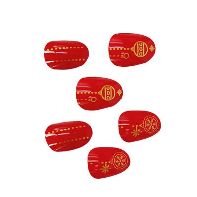 China Fashion Non-toxic Red Gold Pattern False Nail Bits Wedding Fake Nail Bits Wholesale High Quality for sale