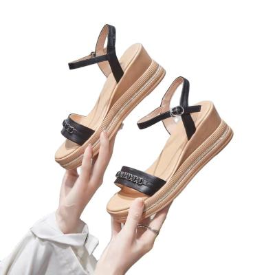 China Around 2022 New Style Summer Style Low Heel Shoes Lady Beach Lady Wedge Slippers Fashion Women's Wedge Slippers for sale