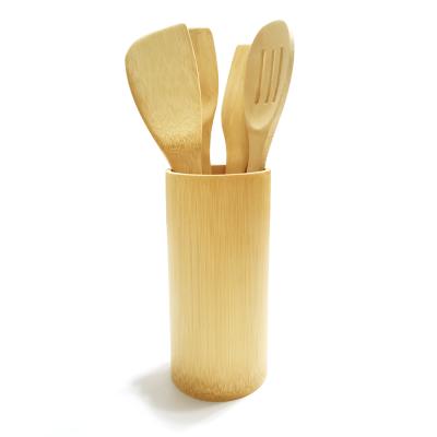 China Sustainable Wholesale Organic Handmade Kitchen Natural Bamboo Reusable Cutlery Set Cookware Utensil Set for sale