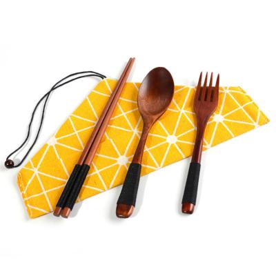 China Sustainable Reusable Cookware Eco - Friendly Wooden Cutlery Set Kitchen Accessories Dinnerware Sets for sale