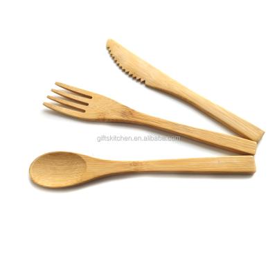 China Sustainable Bamboo Biodegradable Travel Bamboo Dinner Cutlery Set for sale