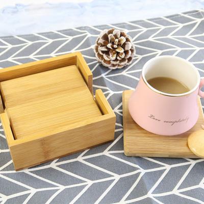 China Natural Square Tea Cup Mat Holder Bamboo Coaster Holder Cup Pad Holder Sustainable Home Basics Eco-Friendly for sale