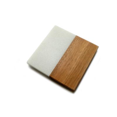 China Viable Popular Wedding Suppliers Nature Acacia Marble Reusable Coaster Mat for sale