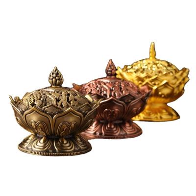 China Middle East Censer Lotus Coil Incense Burner Alloy Tibetan Bronze Incense Stick Holder for sale