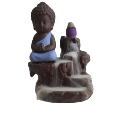 China Worldwide Free Shipping Ceramic Creative Home Censer Incense Holder Decorative Backflow Censer The Little Monk's Little Buddha for sale