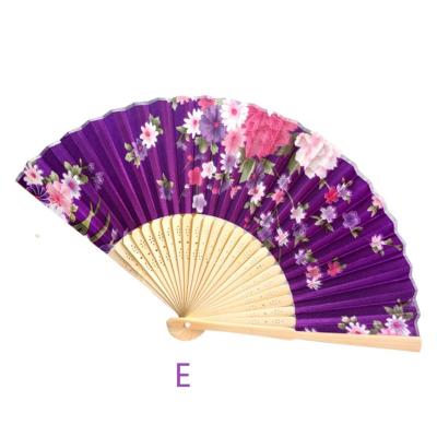 China Summer Vintage Flower Handheld Fan Bamboo Folding Chinese Pocket Dance Party Gifts Wedding Colorful Dropshipping TCS23 for sale