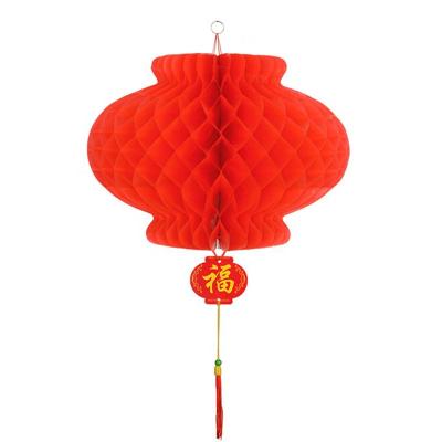 China New Year 2020 Chinese Red Lantern Festival Plastic Paper Lantern Christmas Hanging Decorations for sale