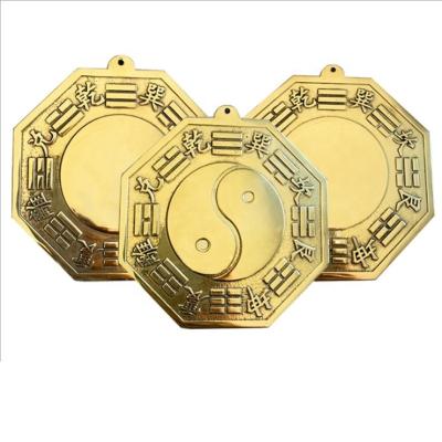 China Real China Chinese Brass Feng Shui Dent Convex Bagua Pakua Wooden Mirror for Good Luck and Bless Home Wall Decorative for sale