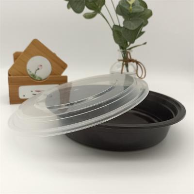 China Large Disposable Black Plastic Pasta Salad Bowl Container Catering Plastic Soup Bowl for sale