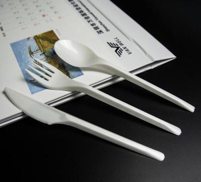 China 100% Biodegradable Biodegradable Restaurant Disposable Forks Spoon Knives Party Cutlery CPLA Plastic Spoon Fork for sale