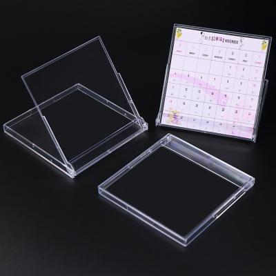 China Advent Blank Calendar Boxes Plastic Clear Desktop Table Calendar Calendar Box CD Calendar Protective Case for sale