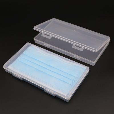 China Recycled Materials Customized Transparent Disposable Mask Box Face Masks Container Dustproof Storage Case for sale