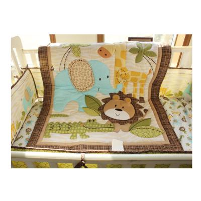 China Soft Anti-bacteria 4Pieces Cotton Printed Toddler Baby Crib Bedding Set For Baby Boy Girls for sale