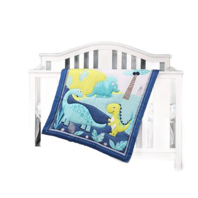 China Anti-Bacteria 4 Piece Crib Sheet Comforter Crib Set Bedding Crib Printed Dinosaur Nursery Set for Baby Boy or Girls for sale