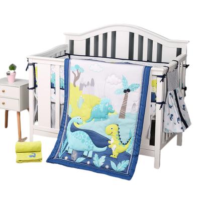 China High Quality Anti-bacteria 4Pieces Children Cartoon Sheet Cotton Crib Baby Dinosaur Bedding Set for sale