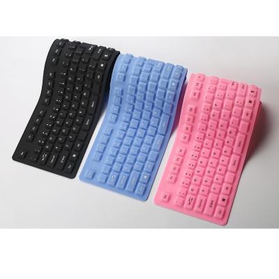 China Plug and Play 109 Keys Waterproof Silicone Membrane Keyboard Soft Flexible Foldable USB Wired Standard Keyboard for sale