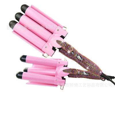 China RV Amazon Supply Trend Direct Three-tube Diamond-studded Two-speed Tempering Egg Roll Curling Iron Hair Iron for sale