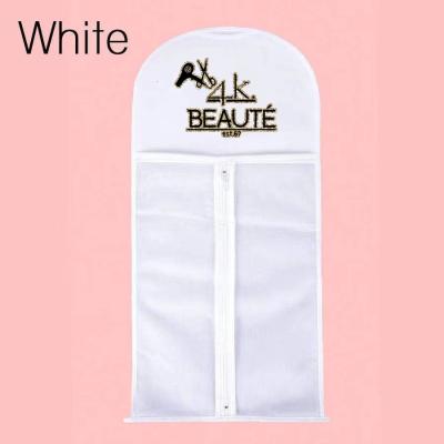 China Cheap White Double Layer Satin Wig Storage Bag With Hanger Holder for sale