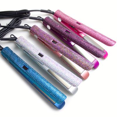 China Flat Iron Bling Crystal Diamond Pink Hair Straightener Online RV LCD Display High Temperature Ceramic Titanium for sale