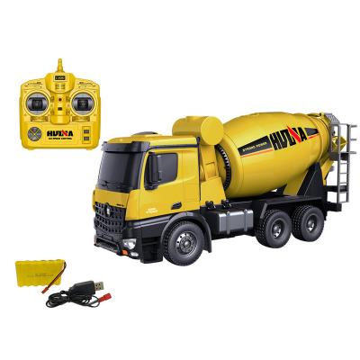 China Professional High Quality Diecast Factory Huina 1574 RC Hobby Truck Model 2.4 1/14 GHz 10 Function RC Concrete Mixer Truck For Kids for sale