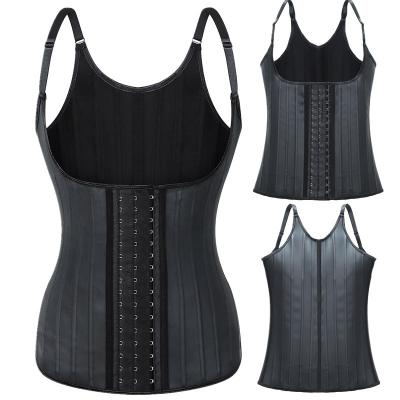 China Breathable Shiny Rubber Corset 25 Steel-Bone Plastic Upper Adjustable Straps Waist Shaping Breast Support Body Shaper for sale