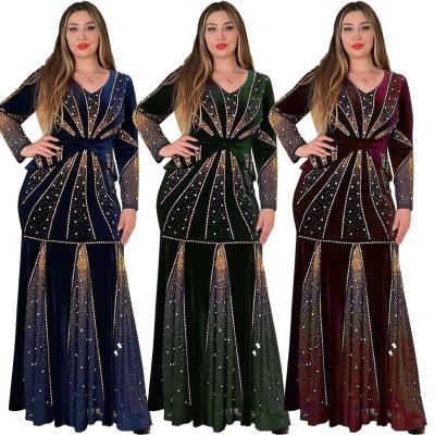 China New turkey viable style flannel mid-waist rhinestone bag quilted hot hip make fishtails long evening dresses for sale