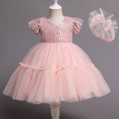 China European and American princess dress viable little baby girl aged birthday dress sequins bow junny dress for sale