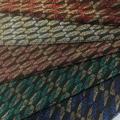 China Metallic knitted lurex textile fabric  for hot popular  sale polyester knit lurex jacquard fabric with spandex fashion textile fabric for sale