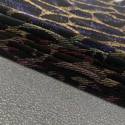 China Stretch knit metallic new designs   hot sale poly/nylon knit metallic jacquard fabric with spandex fashion textile fabric more colors for sale