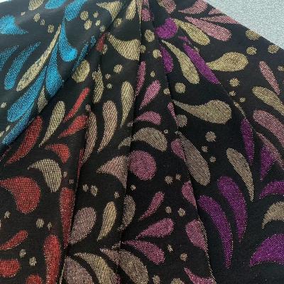 China Stretch fashion knit fabric   hot sale poly/nylon knit metallic jacquard fabric with spandex fashion textile fabric more colors for sale