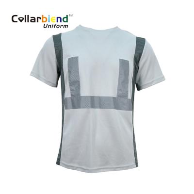 China Brand Uniform Custom Made O-Neck Quick Dry Gray Hi Strength Safety Working Security Uniform Reflective Polo Shirt for sale