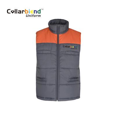 China Custom Workwear Mens Quilted Sleeveless Vest Mechanic Winter Construction Workwear for sale