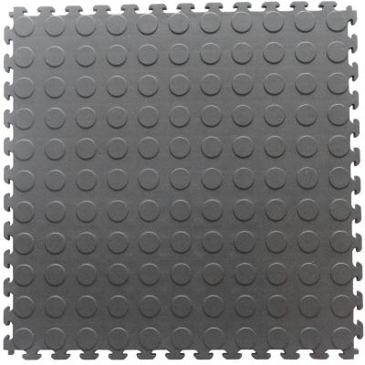 China Flexible Expanded Garage Coin Pattern Gray PVC Garage Vinyl Flooring Tile for sale