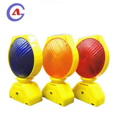 China Road Safety Traffic Warning LED solar road traffic safety blinking warning blue green lamp barricade light for sale