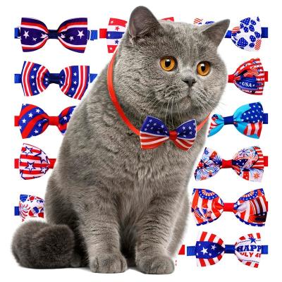 China HCArtware Wholesale 18 Colors Independence Day Pet Collar Boutique Hot Selling Quick Release Ribbon Collars For Puppies And Cats for sale