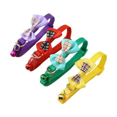 China HCArtware Wholesale Candy Solid Color Cute Quick Release Collar For Cats Fashion Double Bow Pet Collar XS Size 1.0cm Wide Collar For Puppy for sale