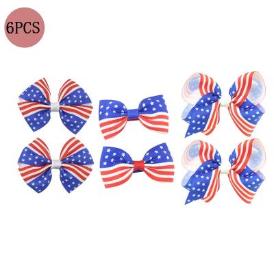 China HCArtware Hair Accessories 6 Pcs Independence Day Bow Hair Clips for Girls National 4th of July Day Hair Accessories for sale