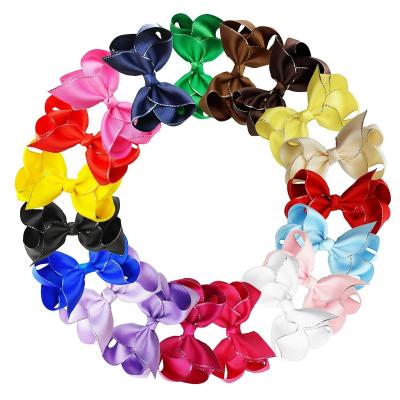 China European and American style wholesale 4 inch boutique ribbon bow hairpins for girls back custom colors for sale