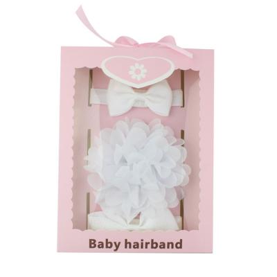 China Competitive Price Eco-Friendly Girls 3Pcs/Set Hair Band Top Bow Tie Newborn Infant Kids Flower Headwear for sale