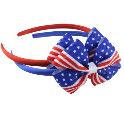 China High Quality Eco-friendly Fashion Hair Accessories Wholesale Cute New Design American Flag Bow Knot Head Band for sale